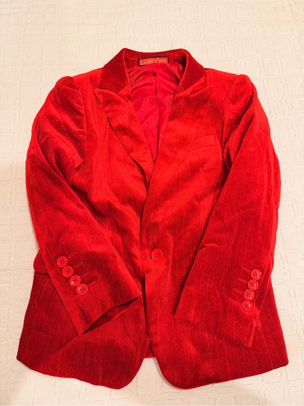 Red Velvet Blazer - Women's Tailored Single-Button Jacket